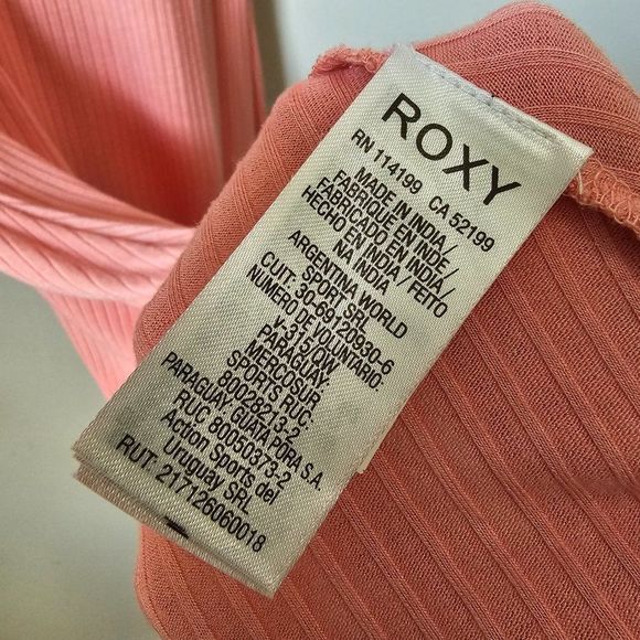 EUC WORN ONCE ROXY RIBBED PEACH DEEP V NECK BUTTONED SLEEVELESS DRESS XL - Picture 13 of 14